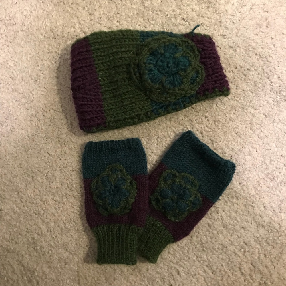 Winter Head Wrap w/ Matching Fingerless Gloves